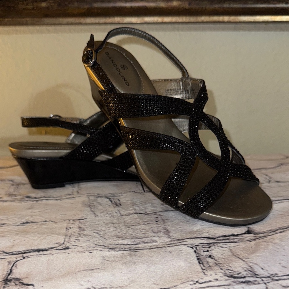 Bandolino Black Glitter Sandals